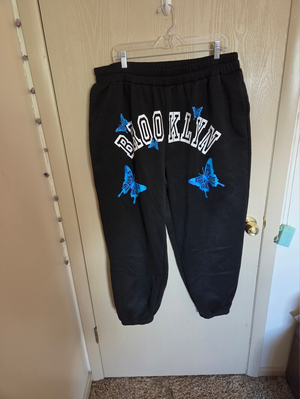 Shein Curve Black Brooklyn Sweatpants With Butterflies Womens Size 3XL